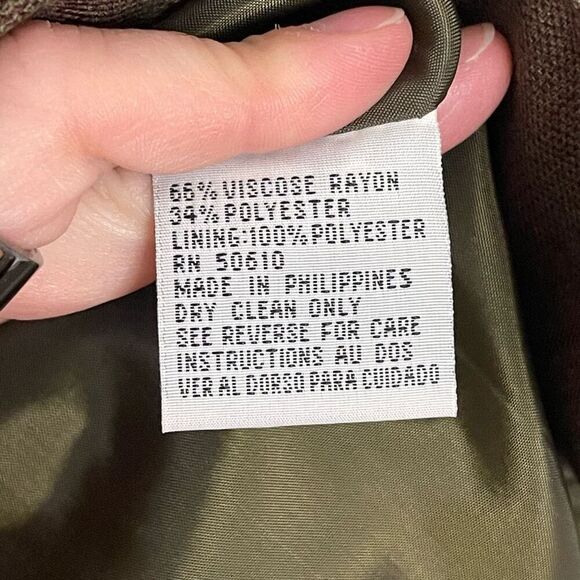 Vintage Le Suit Plaid Double Breasted Oversized Brown Blazer Jacket Size 16 - Picture 4 of 8